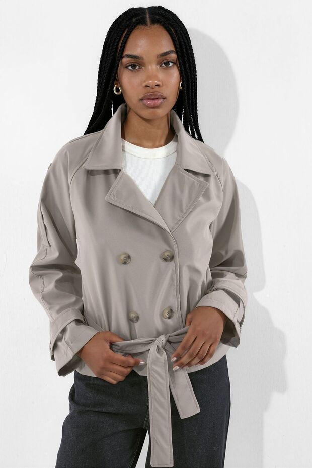 Short Double-Breasted Trench Coat