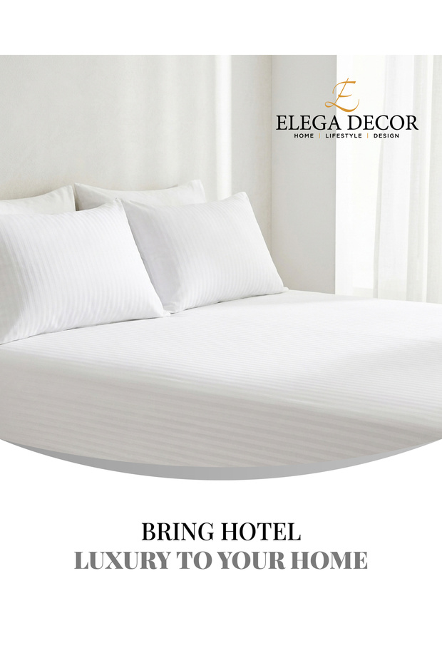 210TC Solid Double Flat Sheet 3-Piece Set, Ivory – 1 Flat Sheet 206 x 250 cm + 2 Pillowcases 50 x 75 cm | Double Bed Sheet Set