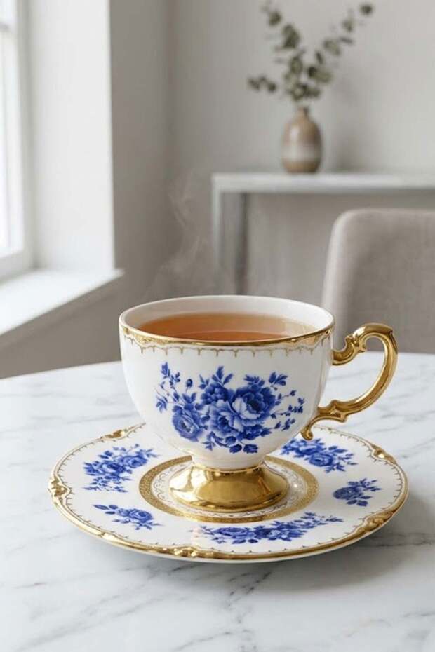 Porcelain Blue Rose 6-Piece Coffee Cup Set Rsy-251 90Cc