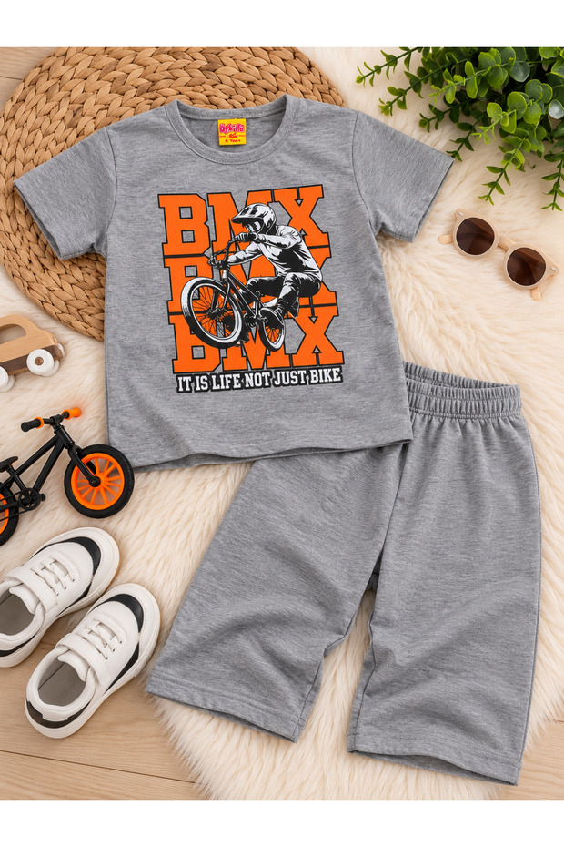 Boy's Crew Neck Printed T-Shirt and Shorts 2-Piece Set
