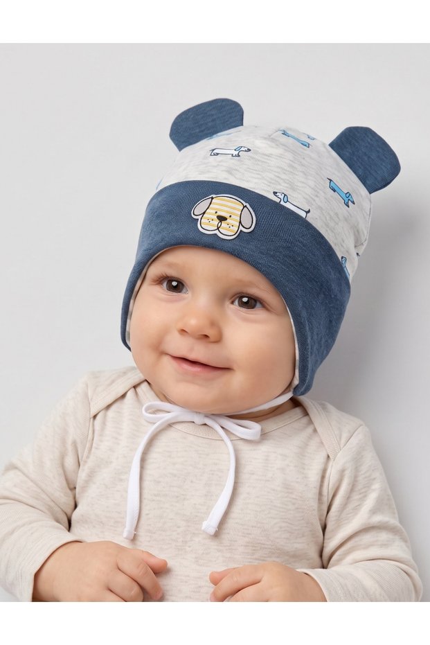 Puppy hat, gray-blue pattern