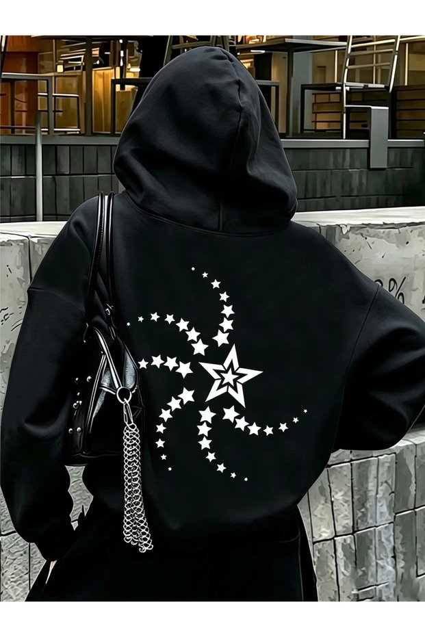 Star Detail Oversize Unisex Sweatshirt