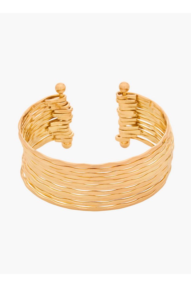 Gold Tone Layered Cuff Bracelet