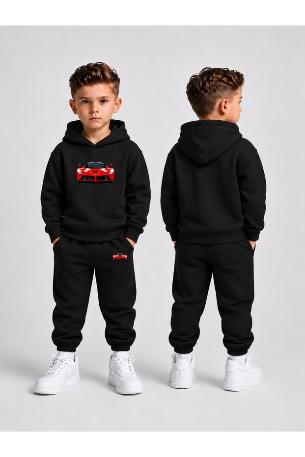 Children's Hooded Sweatshirt Tracksuit Set 2-Piece Printed Top and Bottom Set