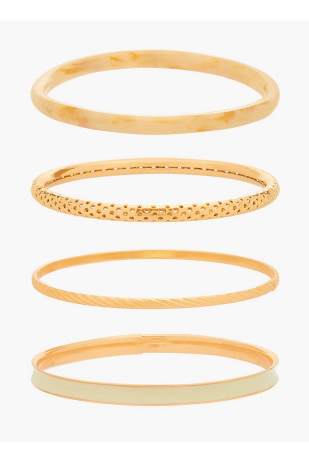 Gloo Pack of 4 Gold Tone Assorted Bangle