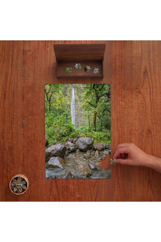 Waterfall - Forest - Nature Landscape Design 240 Pieces Wooden Puzzle in Wooden Box Pd01010