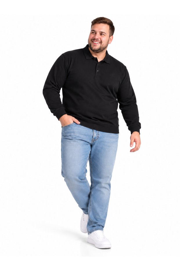 Plus Size Polo Neck Men's Sweatshirt