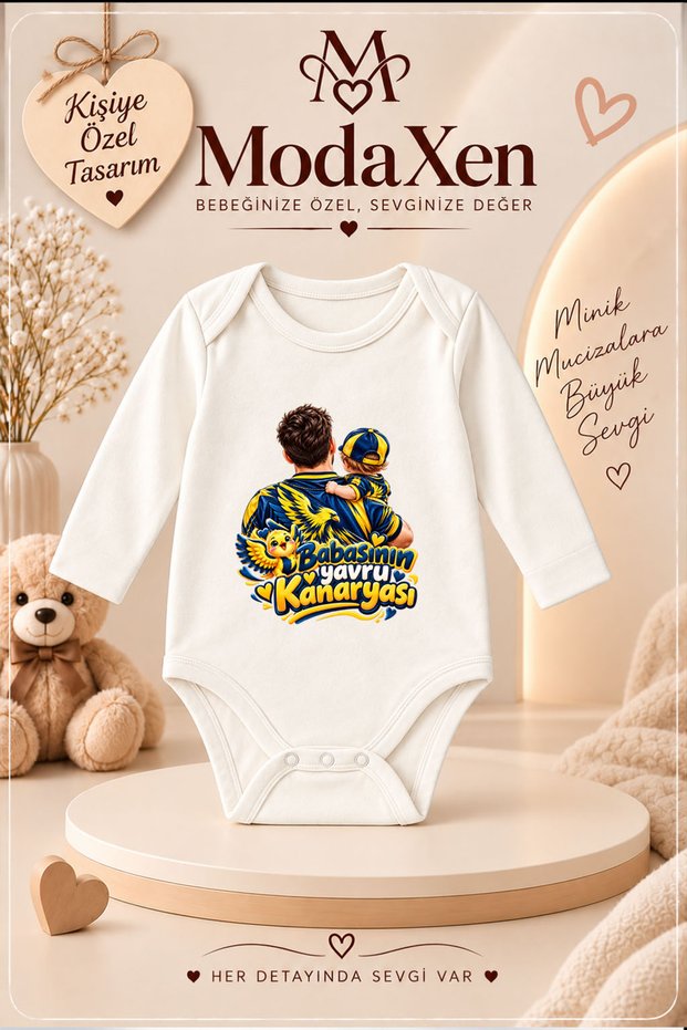 Baby Bodysuit with Dad's Baby Canary Written on It, Long Sleeve Bodysuit (Newborn & Infant)