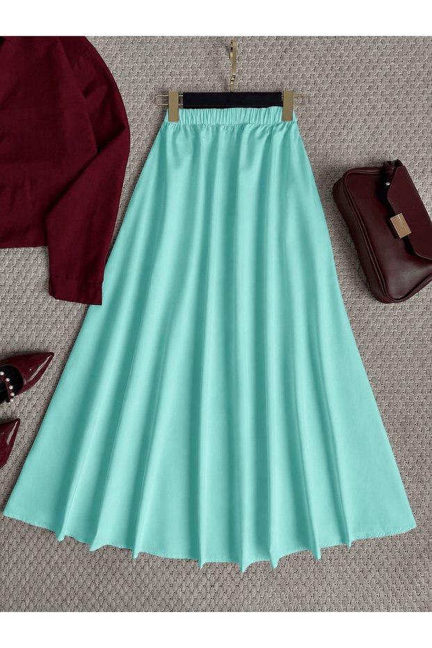 Terry Cotton Skirt with Pockets - Water Green