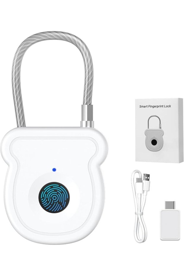 قفل ذكي ببصمة الإصبع للأمتعة - سعة 20 مستخدم، مفتاح USB ورمز طوارئ، قفل بيومتري بدون مفتاح