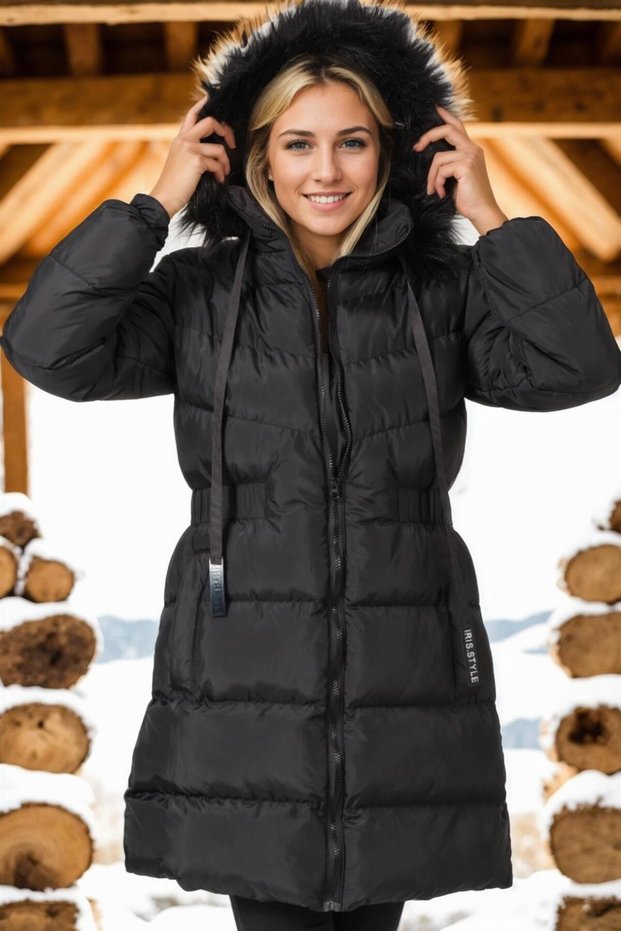 Women's Coat Plain Black Z6764