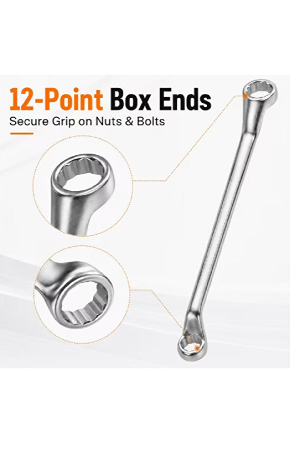 25mm x 28mm Deep Offset Double Box End Wrench, Metric 12-Point Ring Spanner, Heavy Duty Chrome Vanadium Steel Hand Tool for Automotive & Mechanical Repair in Tight Spaces