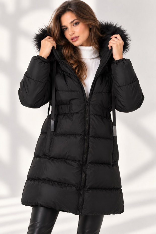 Women's Coat Plain Black Z9764