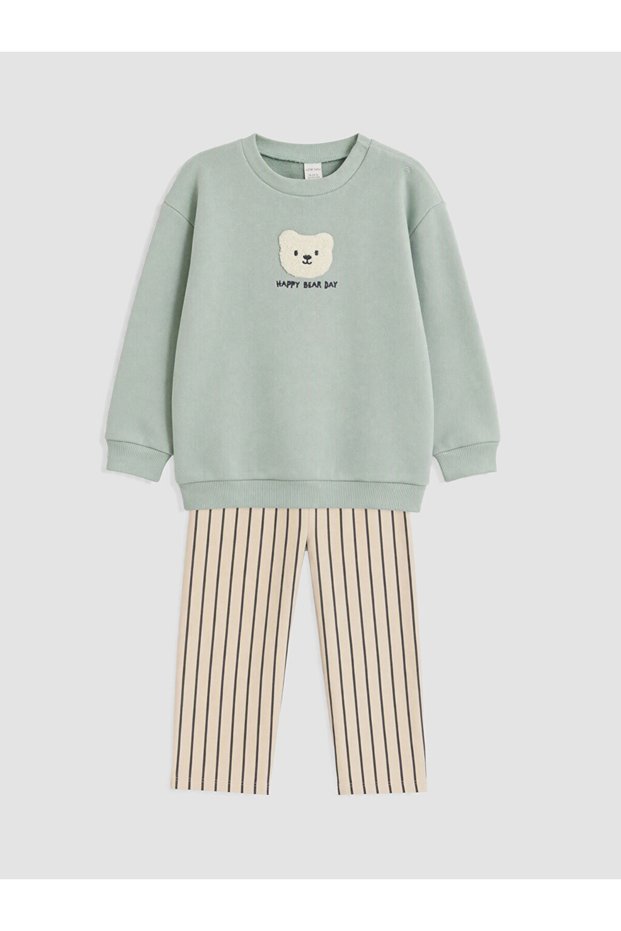 Baby Boy Embroidered Sweatshirt and Striped Pants