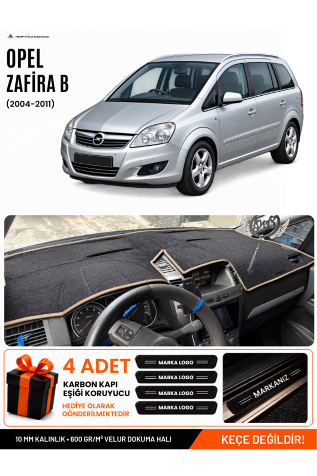 Opel Zafira B (2004-2011) Compatible Glove Box Protection, Glove Box Cover, Glove Box Case - Black-Beige - Op018