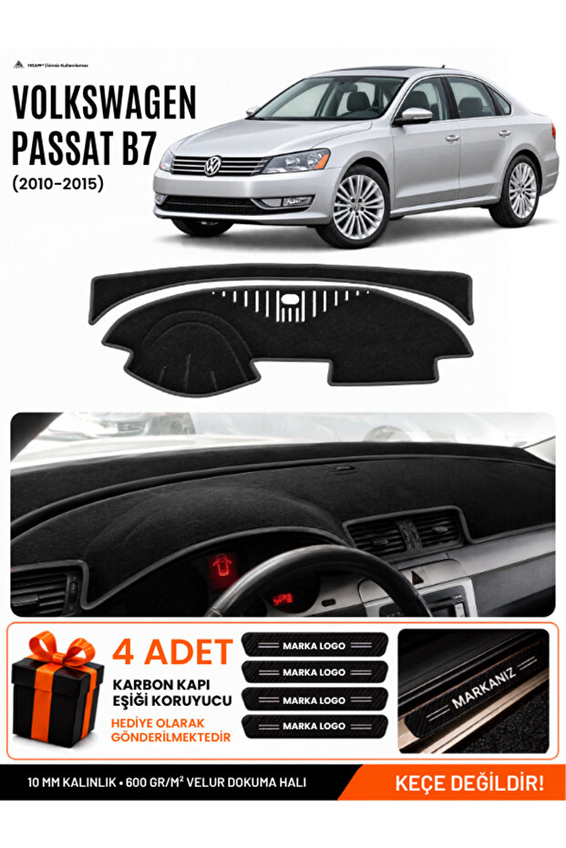 Volkswagen Passat B7 (2010-2015) Compatible Dashboard Cover, Dashboard Case - Black - Vw016