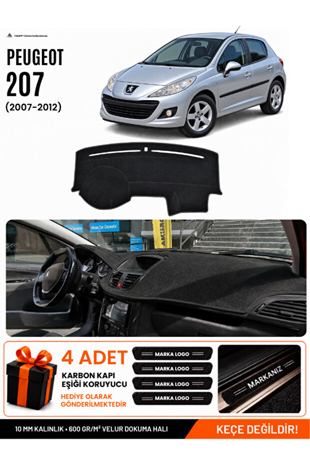 Peugeot 207 (2007-2012) Compatible Glove Box Protection, Glove Box Cover, Glove Box Case - Black - Pe005