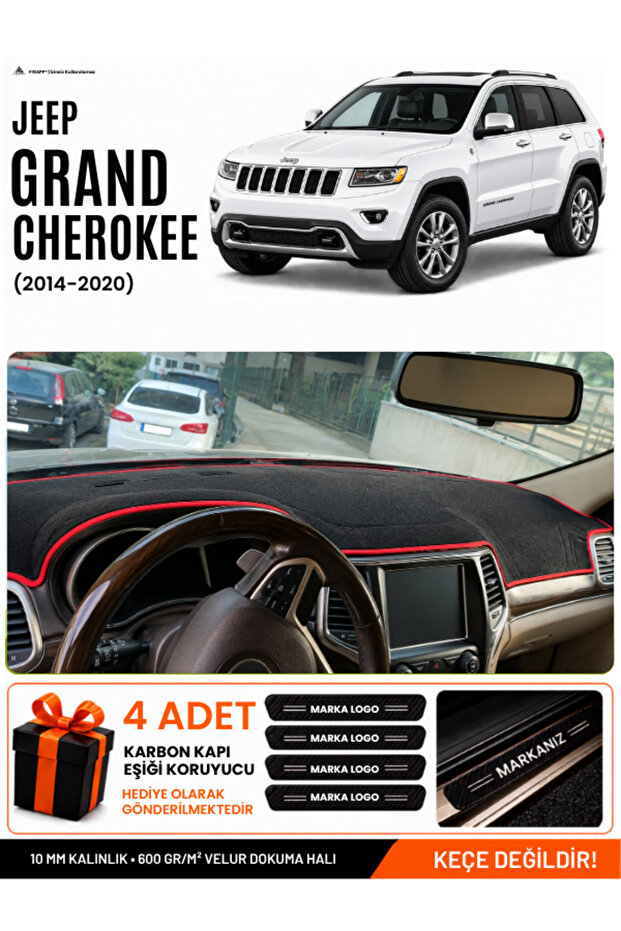 Jeep Grand Cherokee (2014-2020) Compatible Dashboard Cover, Dashboard Case - Black-Red - Je002