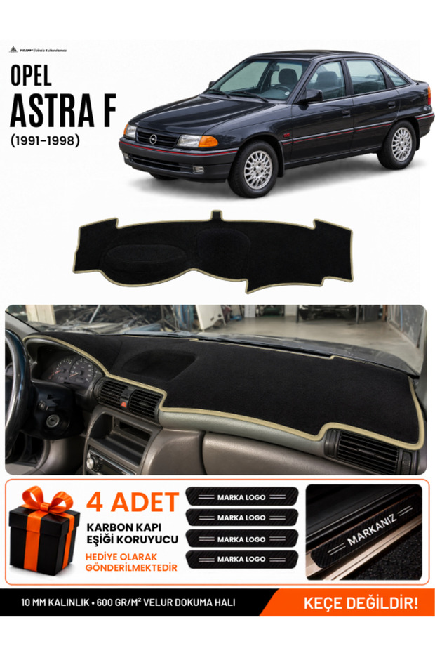 Opel Astra F Airbag Compatible (1991-1998) Compatible Dashboard Cover, Dashboard Case - Black-Beige - Op001