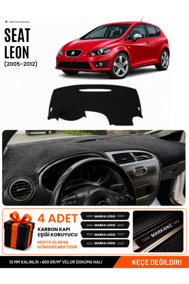 Seat Leon (2005-2012) Compatible Glove Box Protection, Glove Box Cover, Glove Box Case - Black - Se005