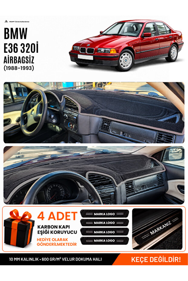 Bmw 3.20I (E36) Without Airbag (1990-2000) Compatible Glove Box Cover, Glove Box Case - Black-Grey - Bm013