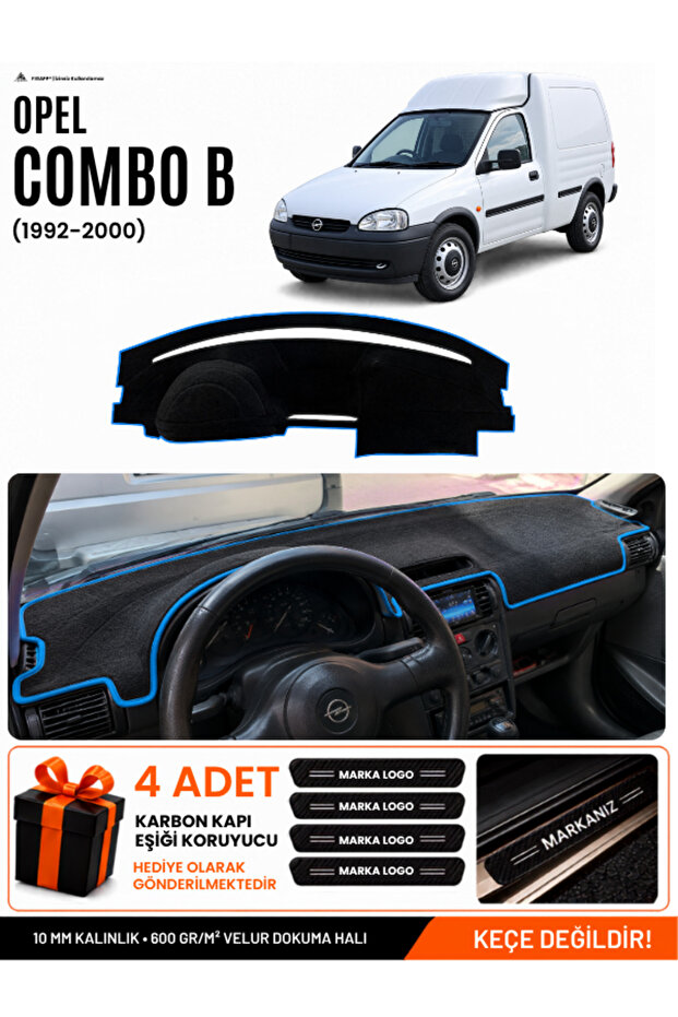 Opel Combo B (1992-2000) Compatible Glove Box Protection, Glove Box Cover, Glove Box Case - Black-Blue - Op006