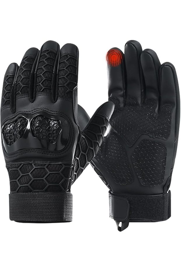 Tactical Motorcycle Gloves with Touchscreen Fingertips, Breathable Hard Shell Back, Adjustab