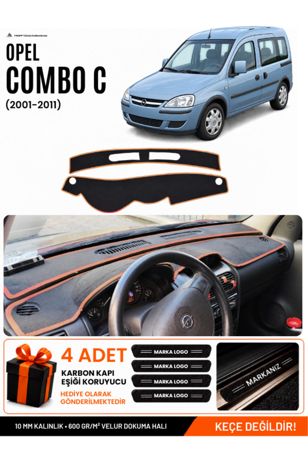 Opel Combo C (2001-2011) Compatible Glove Box Cover, Glove Box Case - Black-Brown - Op007