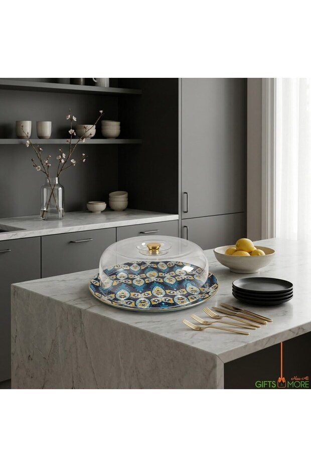 Lotus Blue Shawl Cake Bowl