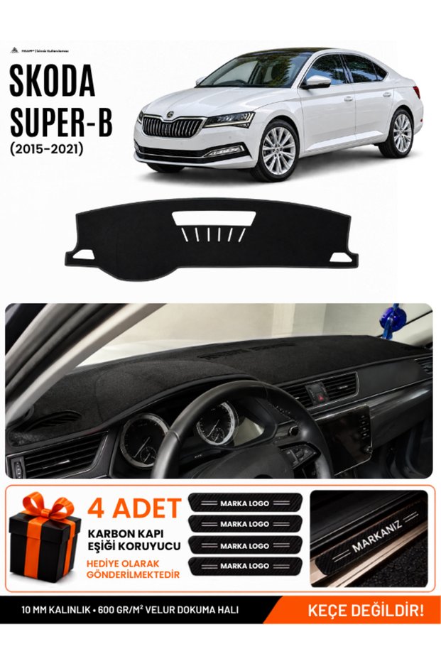 Skoda Super-B (2015-2021) Compatible Glove Box Protection, Glove Box Cover, Glove Box Case - Black - Sk012