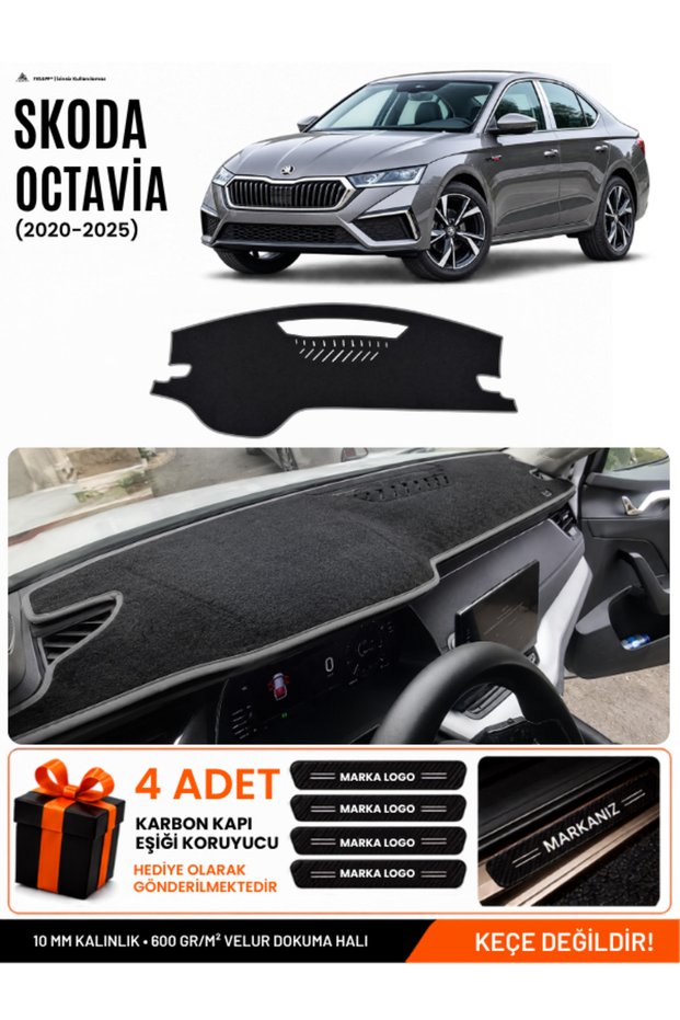 Skoda Octavia (2020-2025) Compatible Glove Box Protection, Glove Box Cover, Glove Box Case - Black - Sk014