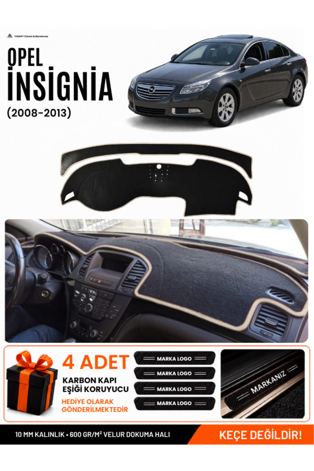 Opel Insignia (2008-2013) Compatible Glove Box Protection, Glove Box Cover, Glove Box Case - Black-Beige - Op010