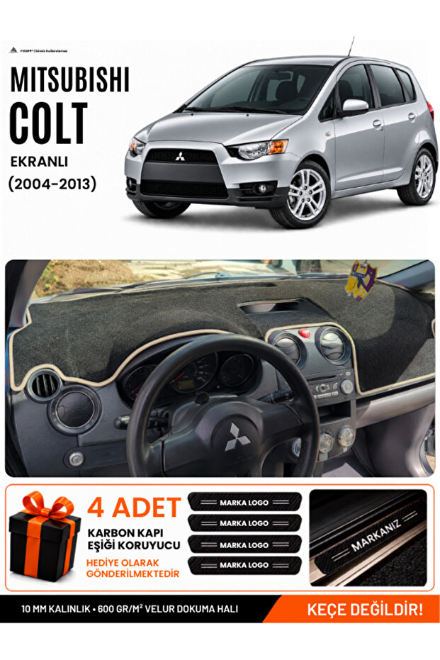Mitsubishi Colt Screened (2004-2013) Compatible Glove Box Cover, Glove Box Case - Black-Beige - Mi006