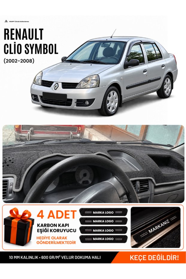 Renault Clio Symbol Without Airbags (2002-2008) Compatible Glove Box Cover, Glove Box Case - Black-Grey - Re011