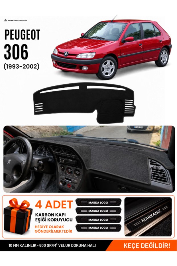 Peugeot 306 (1993-2002) Compatible Glove Box Protection, Glove Box Cover, Glove Box Case - Black - Pe008