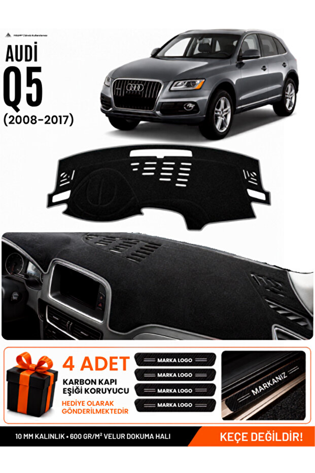 Audi Q5 (2008-2017) Compatible Glove Box Protection, Glove Box Cover, Glove Box Case - Black-Grey - Au009