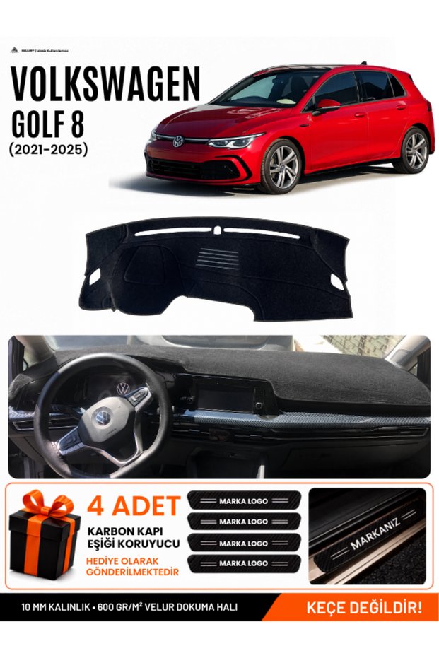 Volkswagen Golf 8 (2021-2025) Compatible Glove Box Protection, Glove Box Cover, Glove Box Case - Black - Vw034
