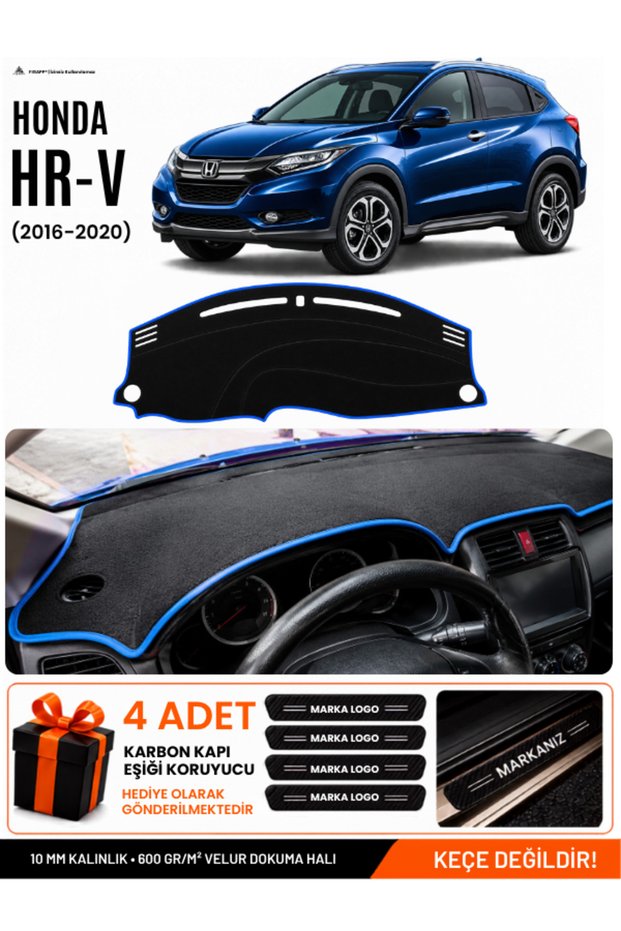 Honda Hr-V (2016-2020) Compatible Glove Box Protection, Glove Box Cover, Glove Box Case - Black-Blue - Ho021
