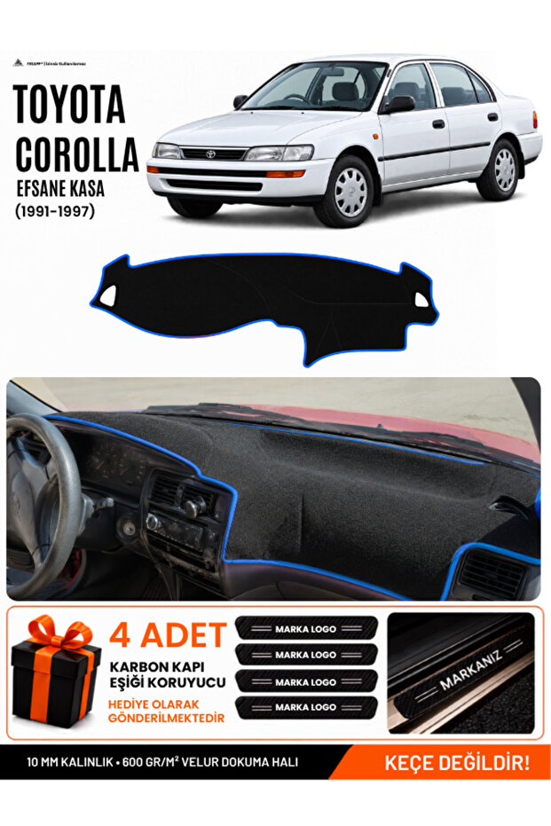 Toyota Corolla Legendary Model (1991-1997) Compatible Dashboard Cover, Dashboard Case - Black-Blue - To012