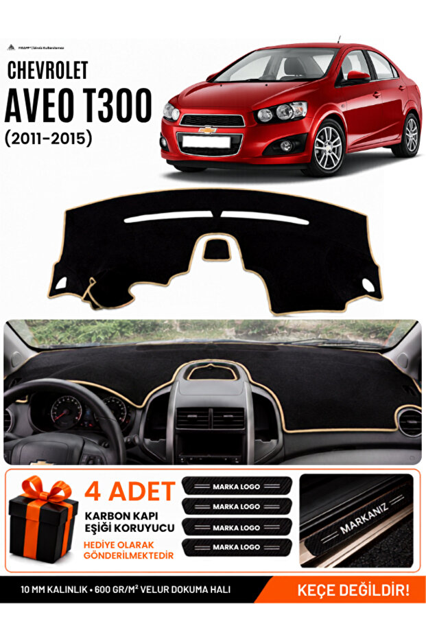 Chevrolet Aveo T300 (2011-2015) Compatible Dashboard Cover, Dashboard Case - Black-Beige - Ch009