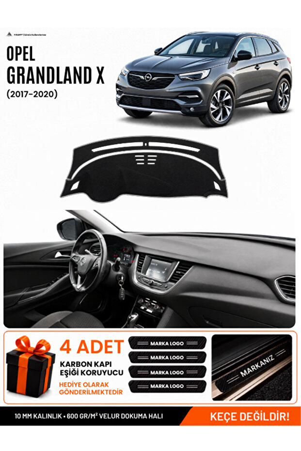 Opel Grandland X (2017-2020) Compatible Glove Box Cover, Glove Box Case - Black-Grey - Op024