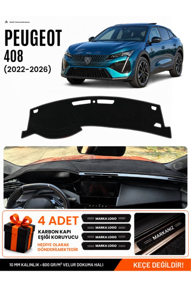 Peugeot 408 (2022-2026) Compatible Glove Box Protection, Glove Box Cover, Glove Box Case - Black - Pe033