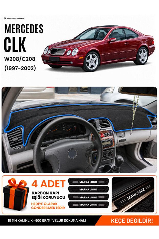Mercedes W208-C208 Clk (1997-2002) Compatible Glove Box Cover, Glove Box Case - Black-Blue - Mb009