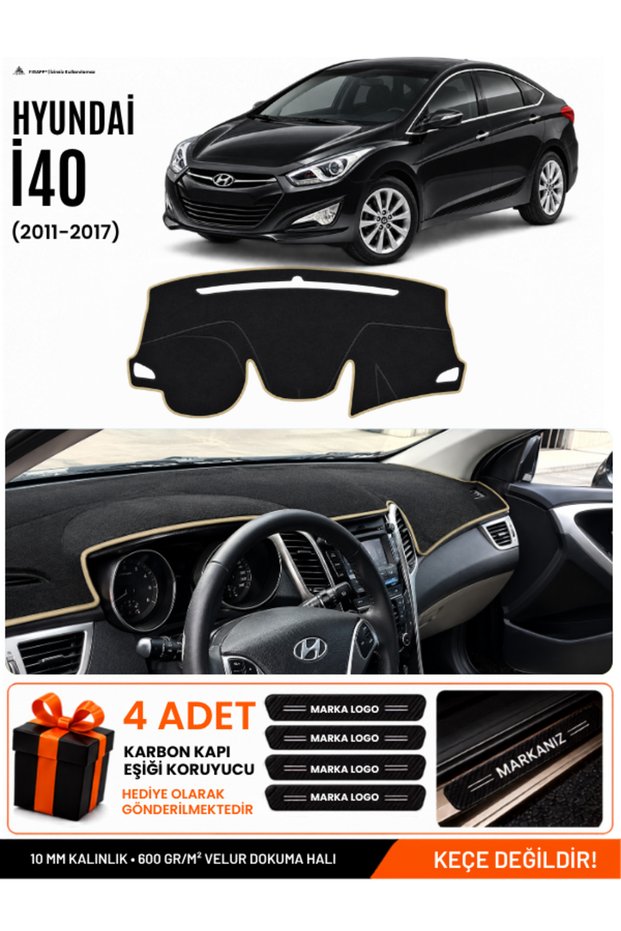 Hyundai̇ İ40 (2011-2017) Compatible Torpedo Protection, Torpedo Cover, Torpedo Case - Black-Beige - Hu007