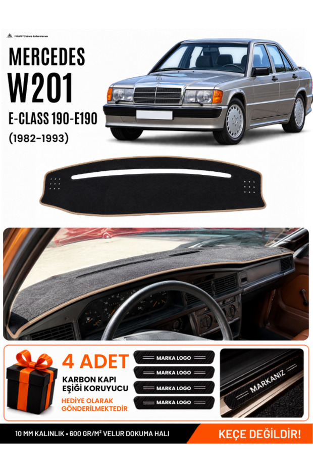 Mercedes W201 E-Class 190-190E (1982-1993) Compatible Glove Box Cover, Glove Box Case - Black-Beige - Mb003