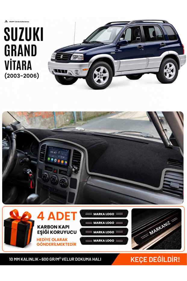 Suzuki Grand Vitara (2003-2006) Compatible Glove Box Cover, Glove Box Case - Black-Grey - Sz004