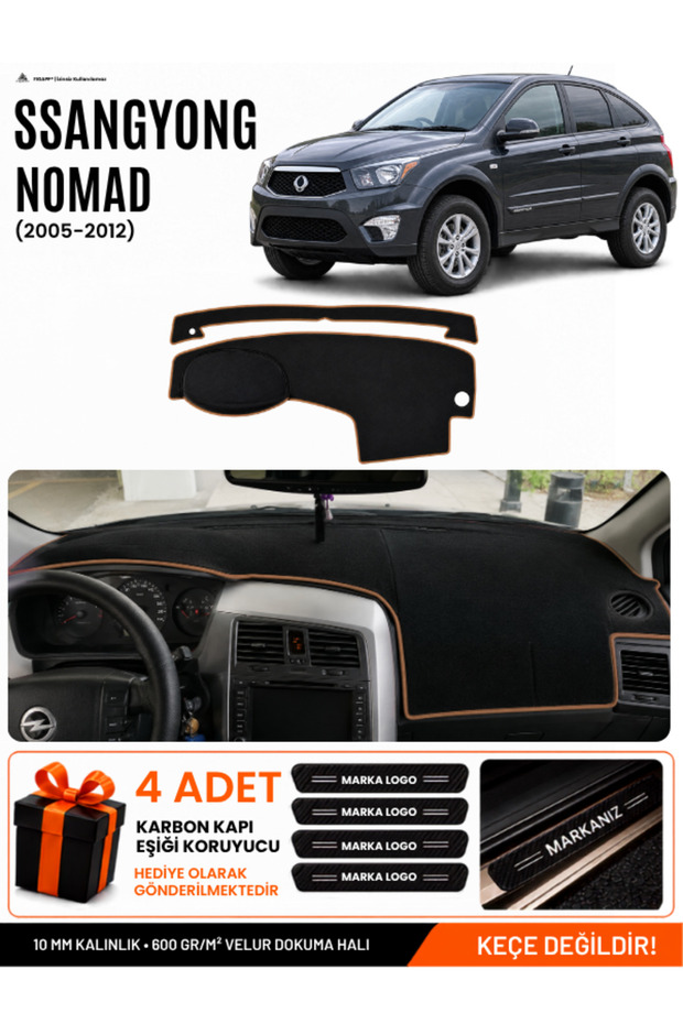 Ssangyong Nomad (2005-2012) Compatible Glove Box Cover, Glove Box Case - Black-Brown - Ss001