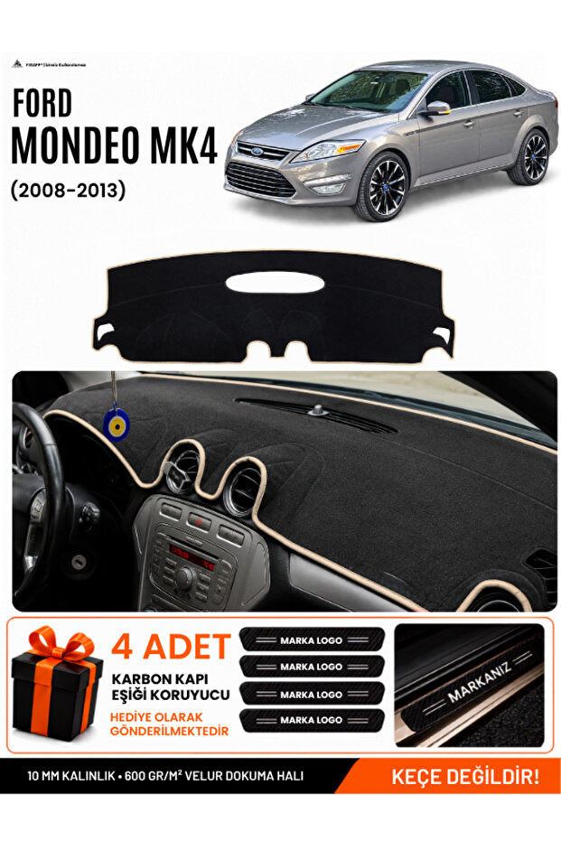 Ford Mondeo Mk4 (2008-2014) Compatible Dashboard Cover, Dashboard Case - Black-Beige - Fo021