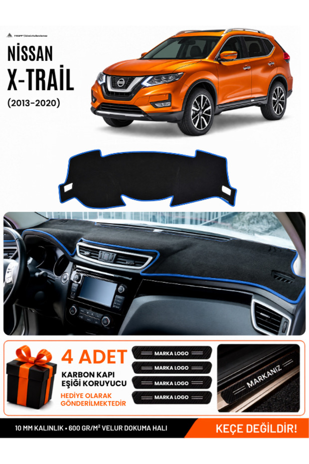 Nissan X-Trail (2013-2020) Compatible Glove Box Cover, Glove Box Case - Black-Blue - Ni020