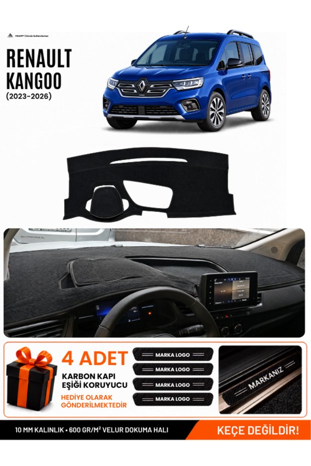 Renault Kangoo (2023-2026) Compatible Glove Box Protection, Glove Box Cover, Glove Box Case - Black - Re053